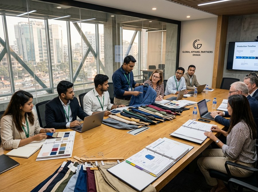 ZIM Sourcing merchandising team hosting visiting buyers at the Dhaka office