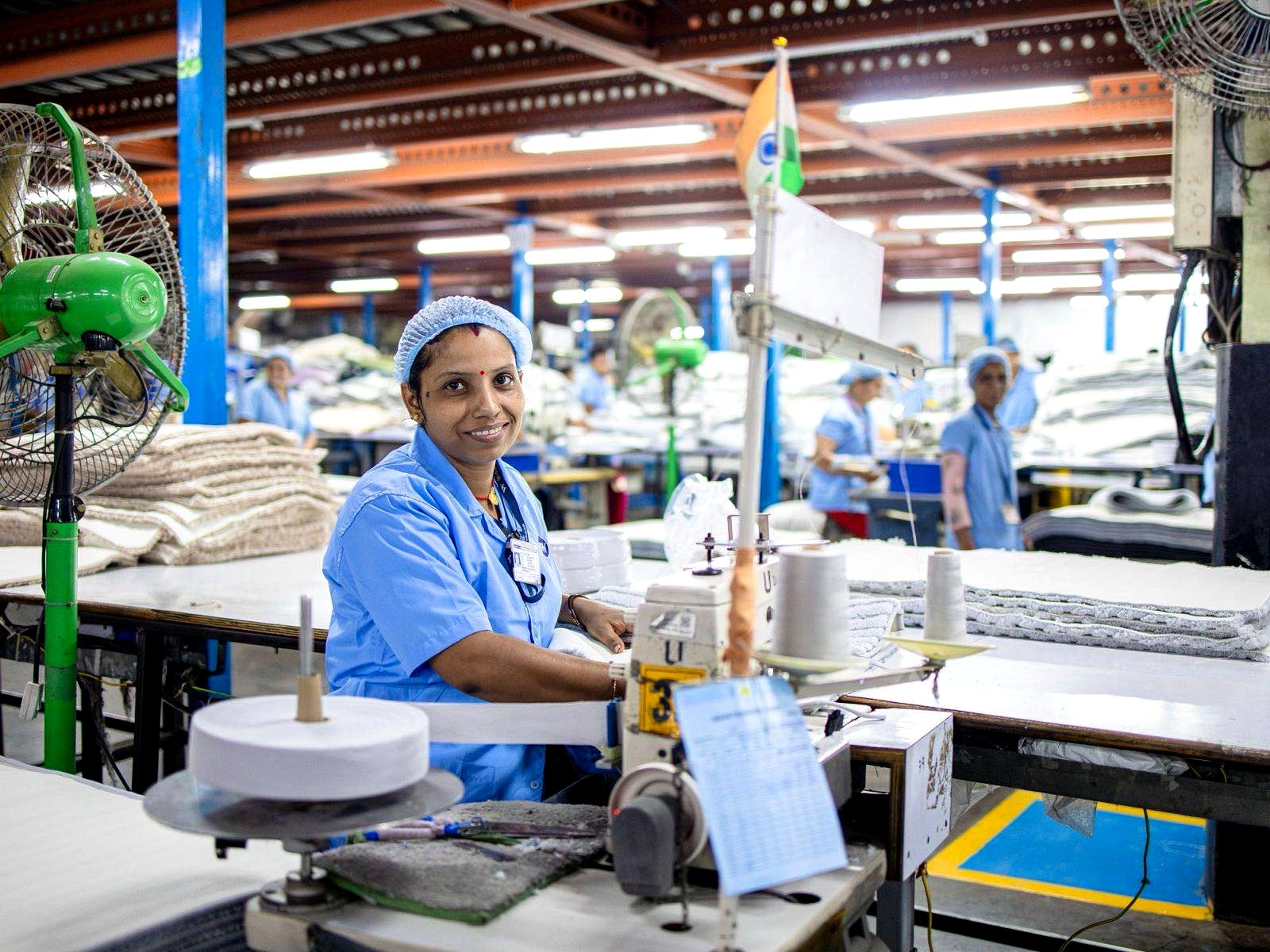 Apparel factory team at work on the sewing floor